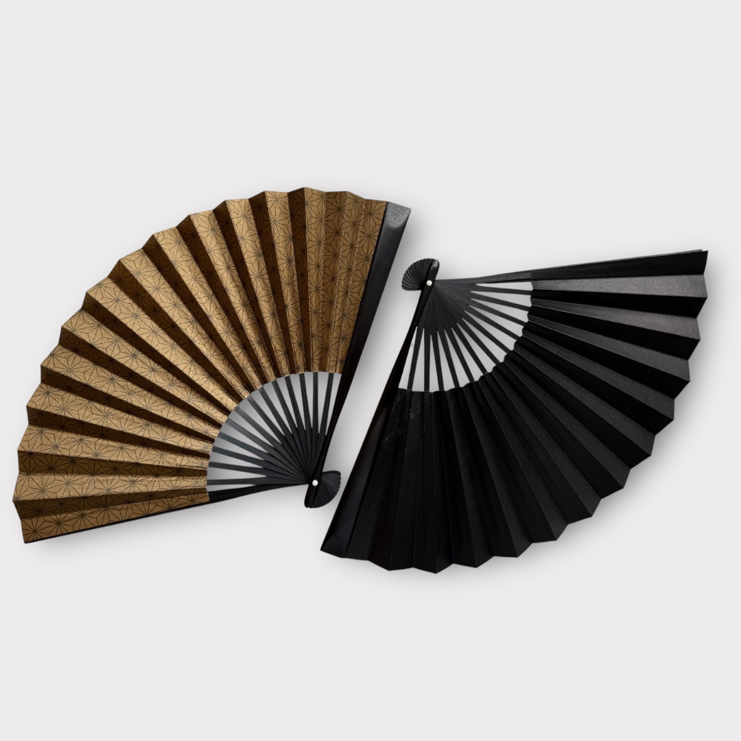 Edo Leather Fan - Black -